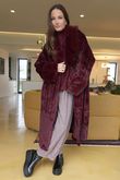 Verbier Premium Faux Fur Coat Burgundy